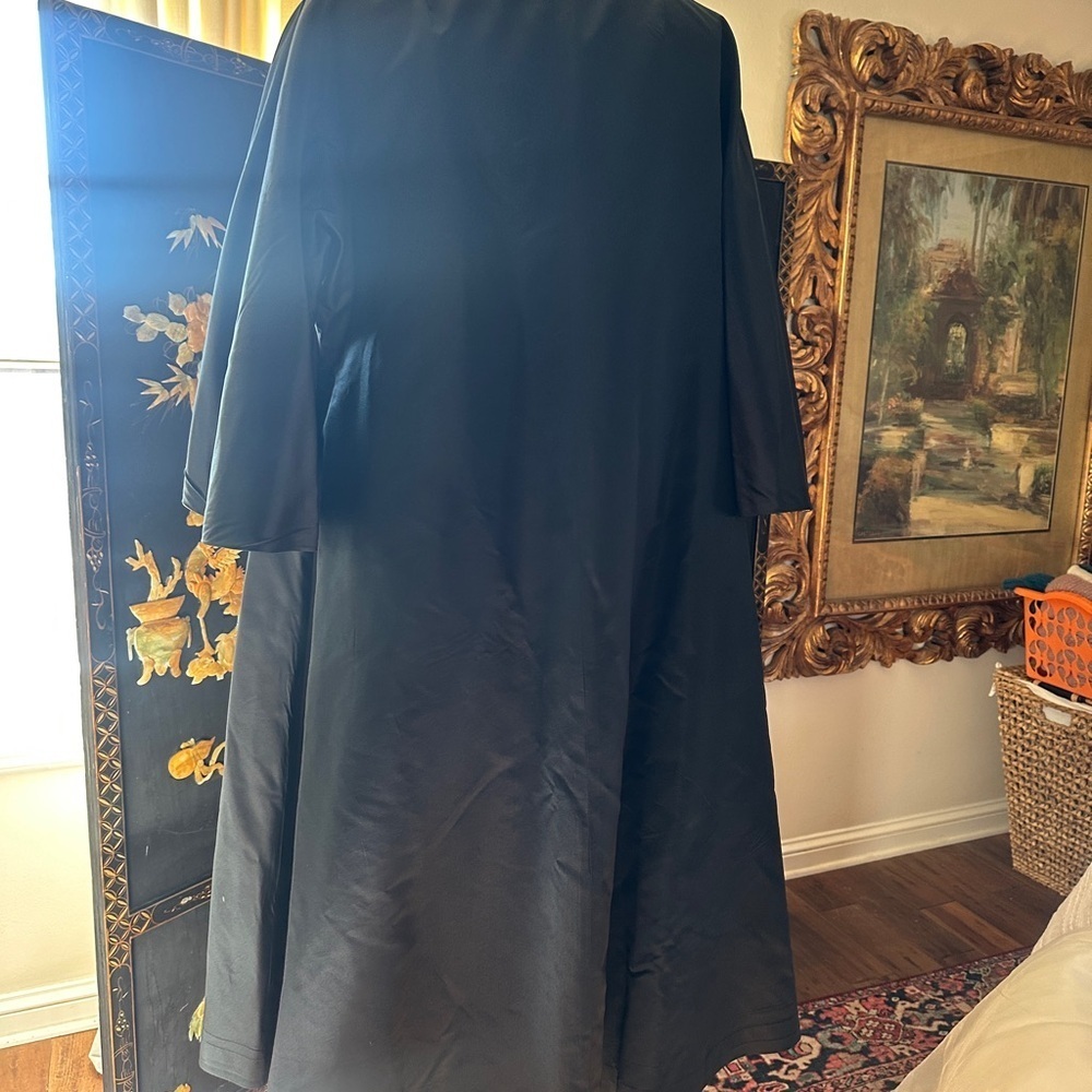 Rare 1950s Chinese kimono sleeve Black Long reversible Evening - Picture 4 of 12
